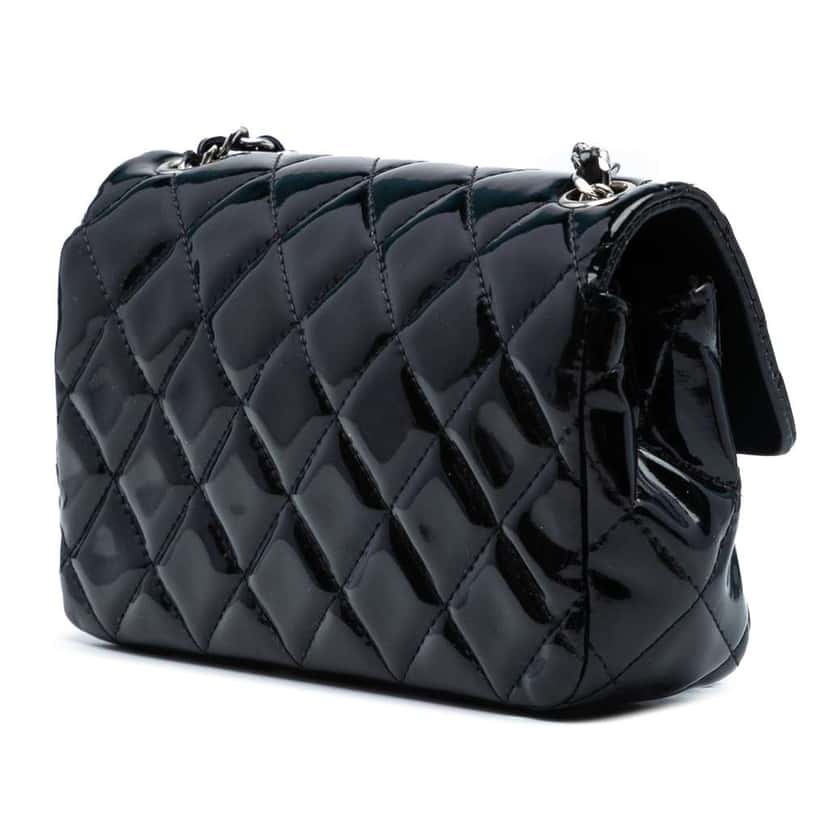 Chanel Extra Mini Rectangular Classic Patent Single Flap Black Leather Good condition - Inside View