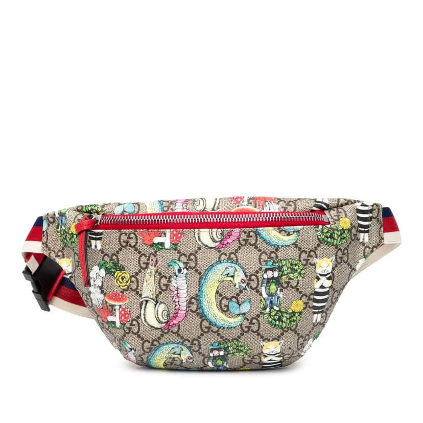 Gucci Yuko Higuchi Childrens GG Supreme Bugs Belt Bag Brown Canvas Good condition - Front View