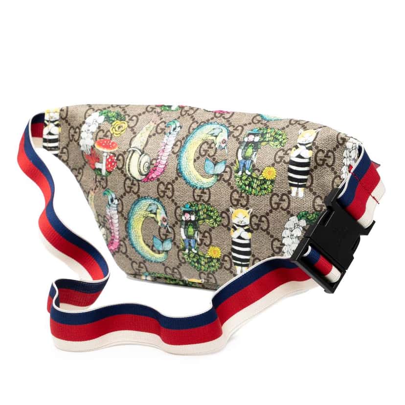 Gucci Yuko Higuchi Childrens GG Supreme Bugs Belt Bag Brown Canvas Good condition - Back View