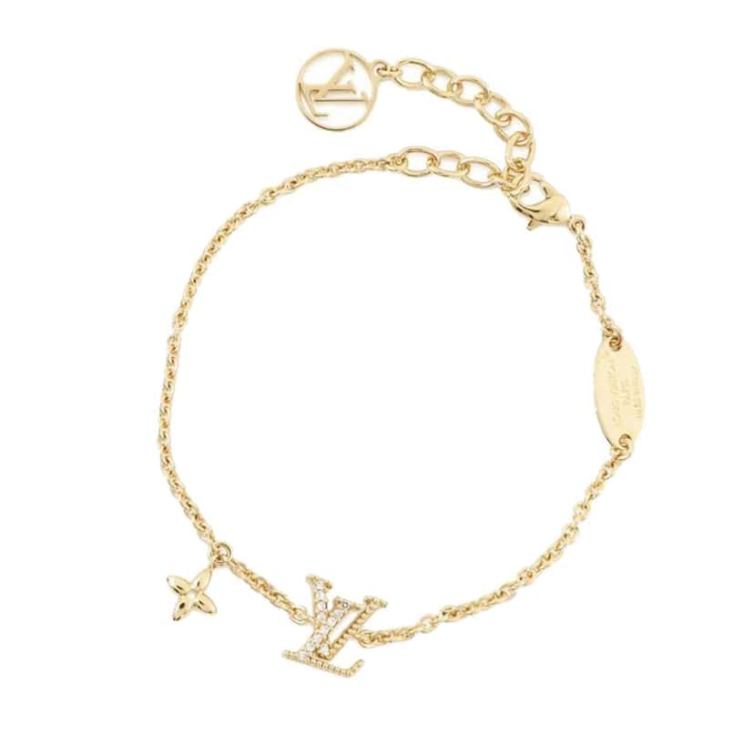 Louis Vuitton Gold Plated Crystal Iconic Bracelet Gold Metal Good condition - Back View