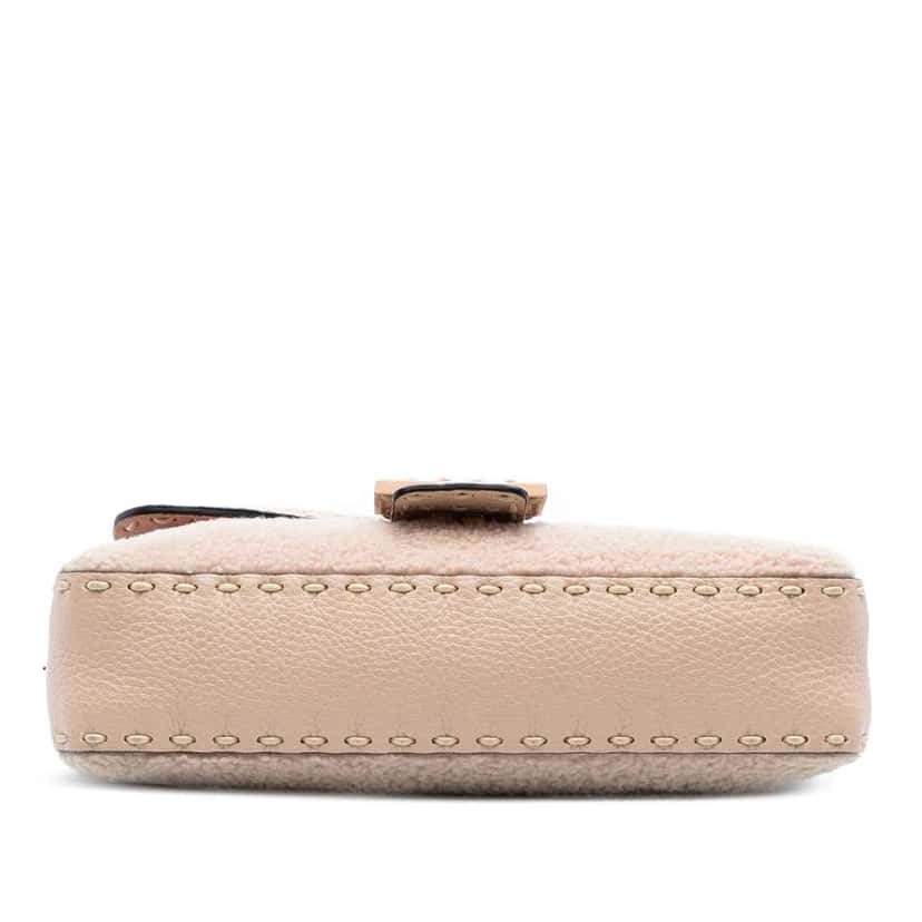 Fendi Medium Shearling Selleria Baguette Satchel Brown Good condition - Inside View