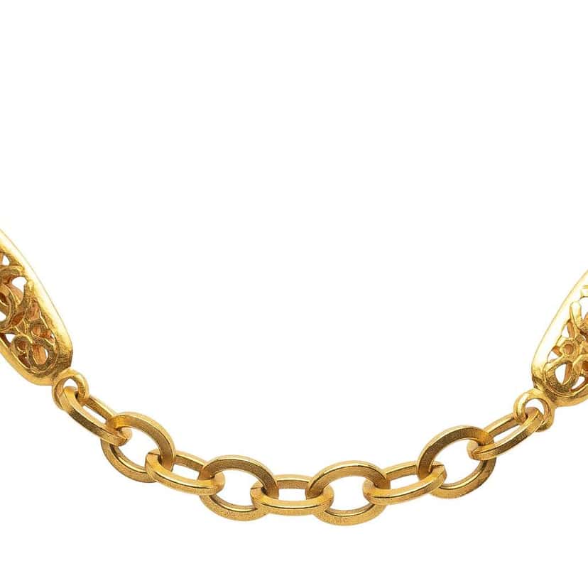Chanel Gold Plated Chain Necklace Gold Metal Good condition - Back View