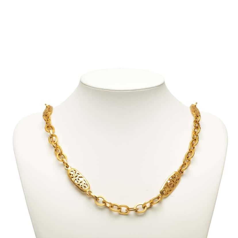 Chanel Gold Plated Chain Necklace Gold Metal Good condition - Box View