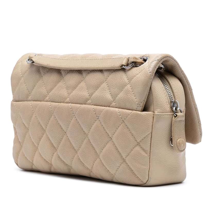 Chanel Medium Quilted Caviar Easy Flap Brown Leather Good condition - Back View