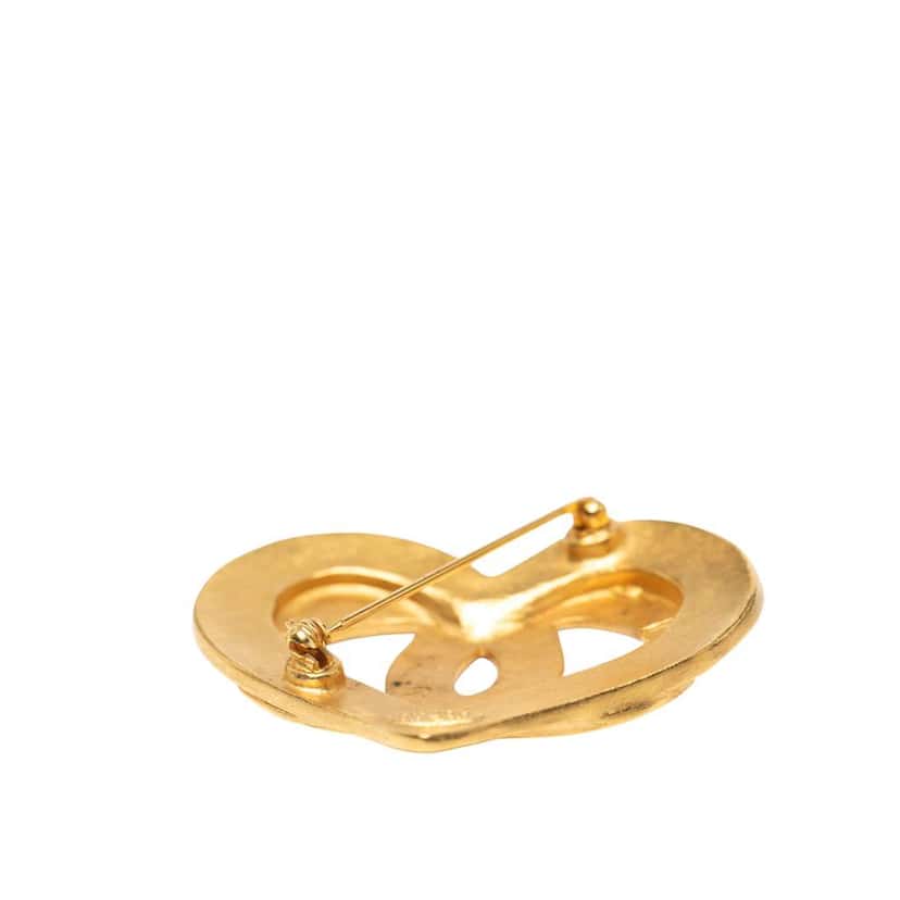 Chanel Gold Plated CC Heart Brooch Gold Metal Good condition - Inside View