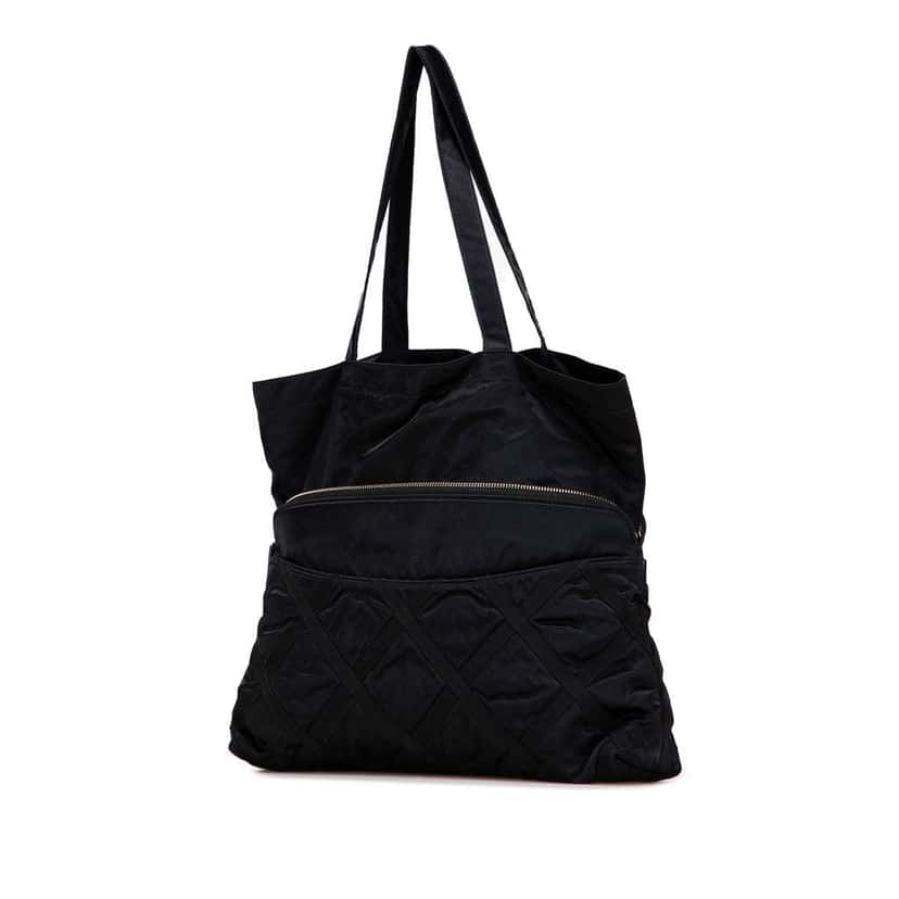 Chanel Nylon Grosgrain Lifestyle Foldable Tote Black Good condition - Back View