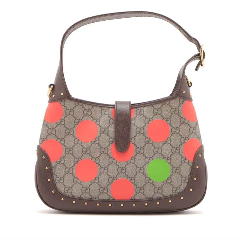 Gucci Small GG Supreme Polka Dot Jackie 1961 Satchel Brown Canvas Good condition - Back View