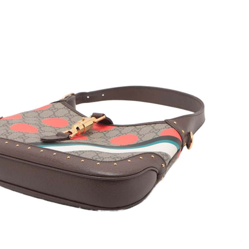Gucci Small GG Supreme Polka Dot Jackie 1961 Satchel Brown Canvas Good condition - Box View