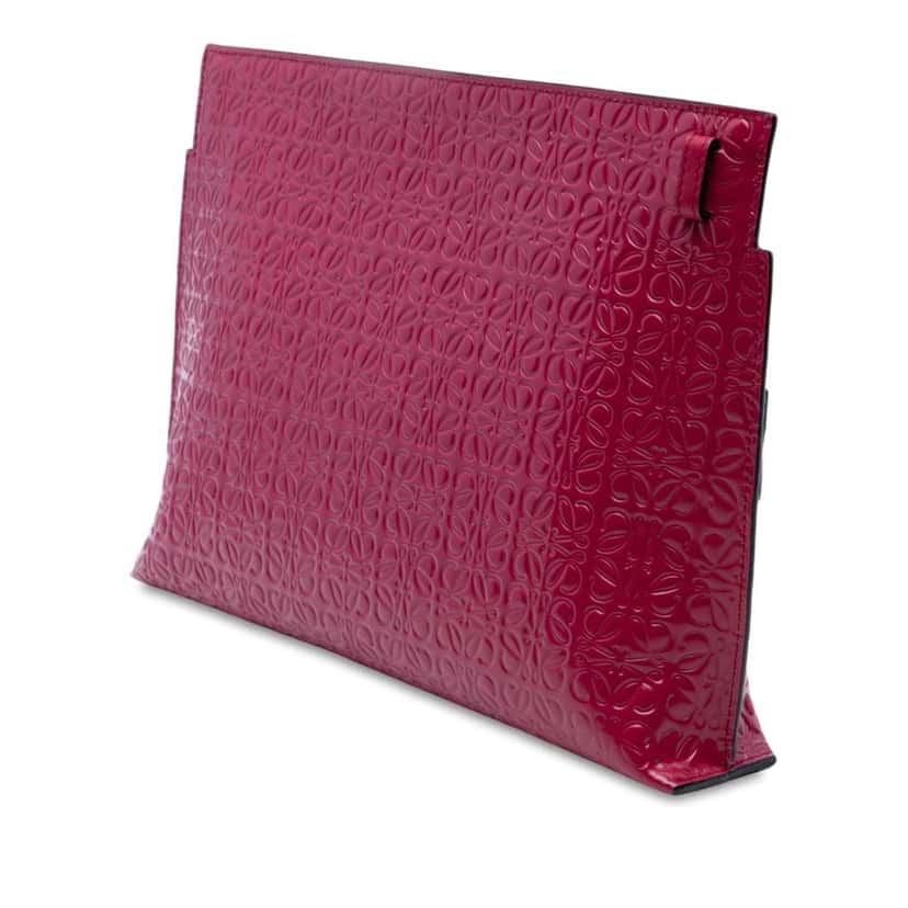 Loewe Embossed Calfskin Anagram Repeat T Pouch Pink Leather Good condition - Back View
