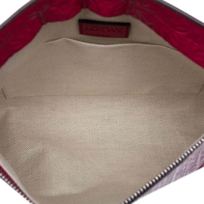 Loewe Embossed Calfskin Anagram Repeat T Pouch Pink Leather Good condition - Model View