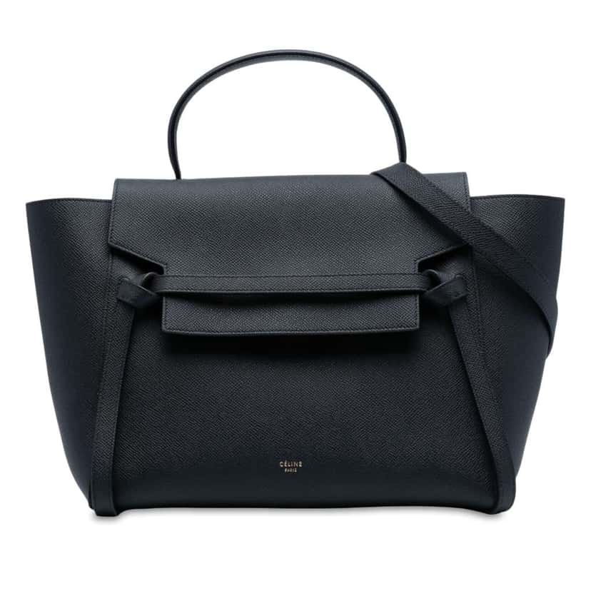 Celine Mini Grained Calfskin Belt Bag Black Leather Good condition - Front View