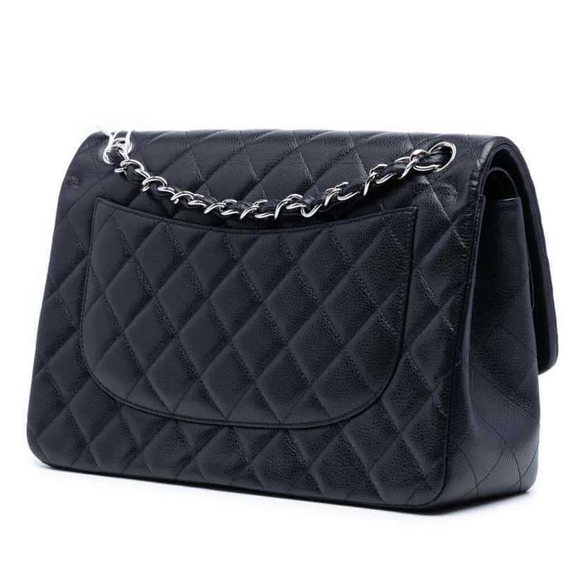 Chanel Jumbo Classic Caviar Double Flap Blue Leather Good condition - Back View