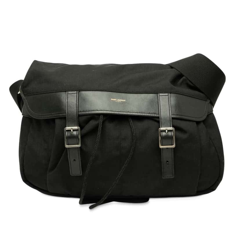 Saint Laurent Canvas Hunting Buckle Messenger Bag Black Canvas Good condition - Front View