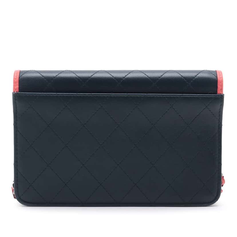 Chanel Quilted Lambskin Color Pop Wallet on Chain Blue Leather Good condition - Back View