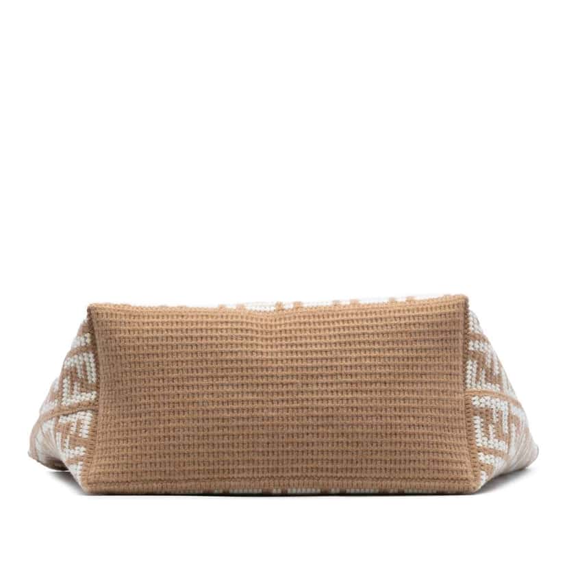 Fendi Large Zucca Cashmere Shopper Tote Brown Wool Good condition - Inside View