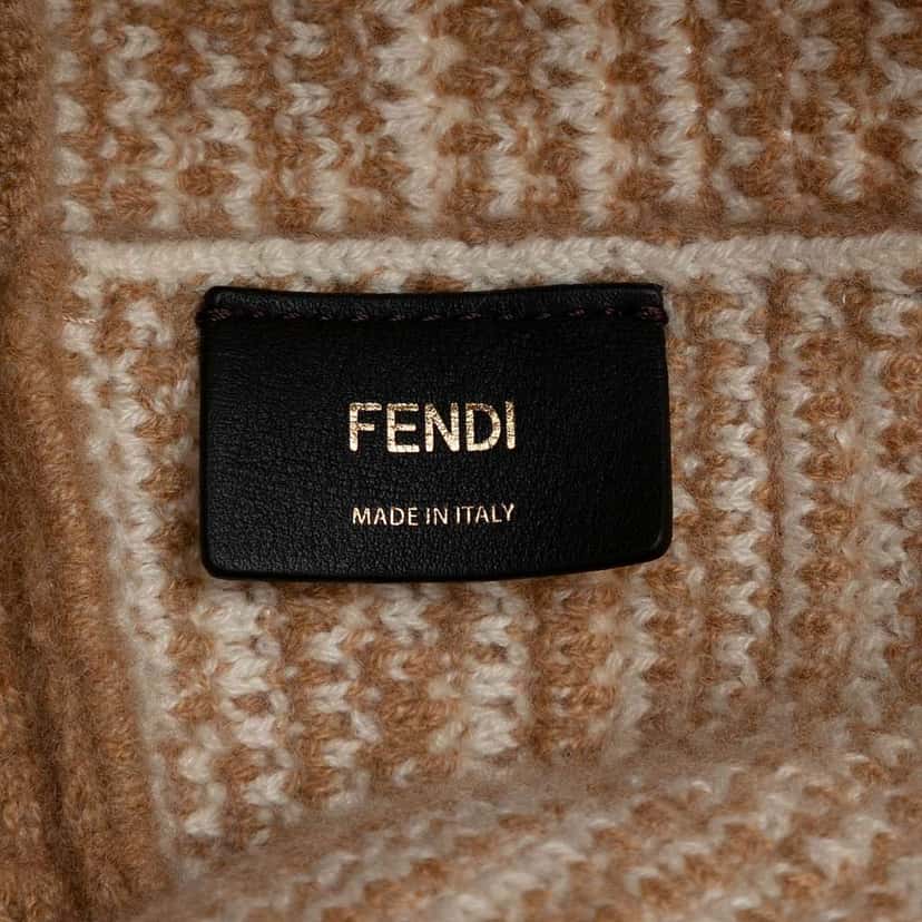 Fendi Large Zucca Cashmere Shopper Tote Brown Wool Good condition - Box View