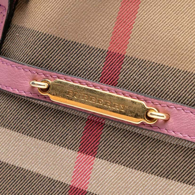 Burberry Small Leather Trimmed House Check Canvas Bridle Orchard Satchel Brown Canvas Good condition - Box View