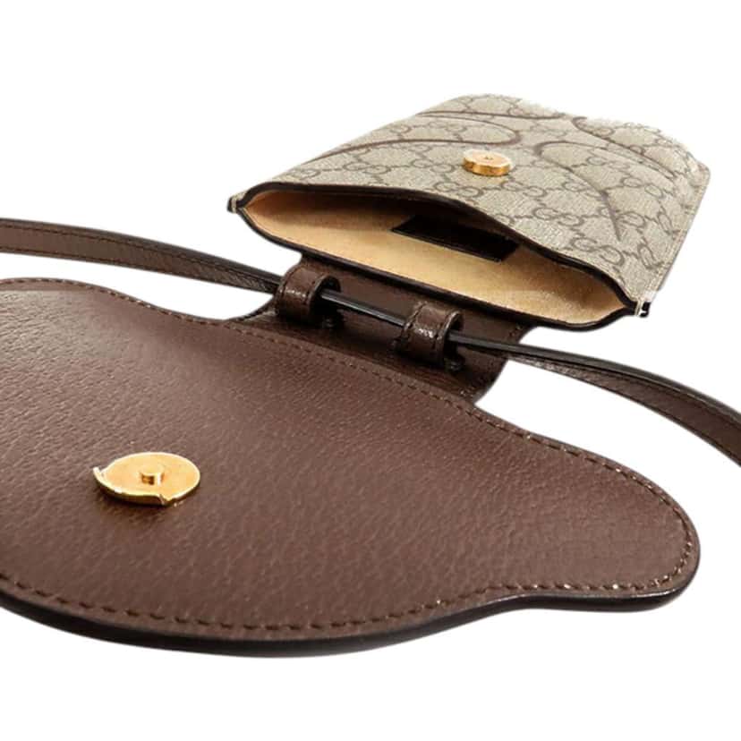 Gucci GG Supreme Teddy Phone Holder Brown Canvas Good condition - Inside View