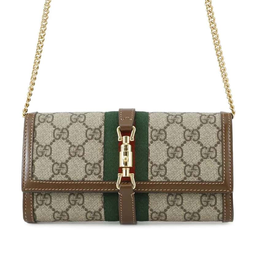 Gucci GG Supreme Jackie 1961 Wallet On Chain Brown Canvas Good condition - Front View