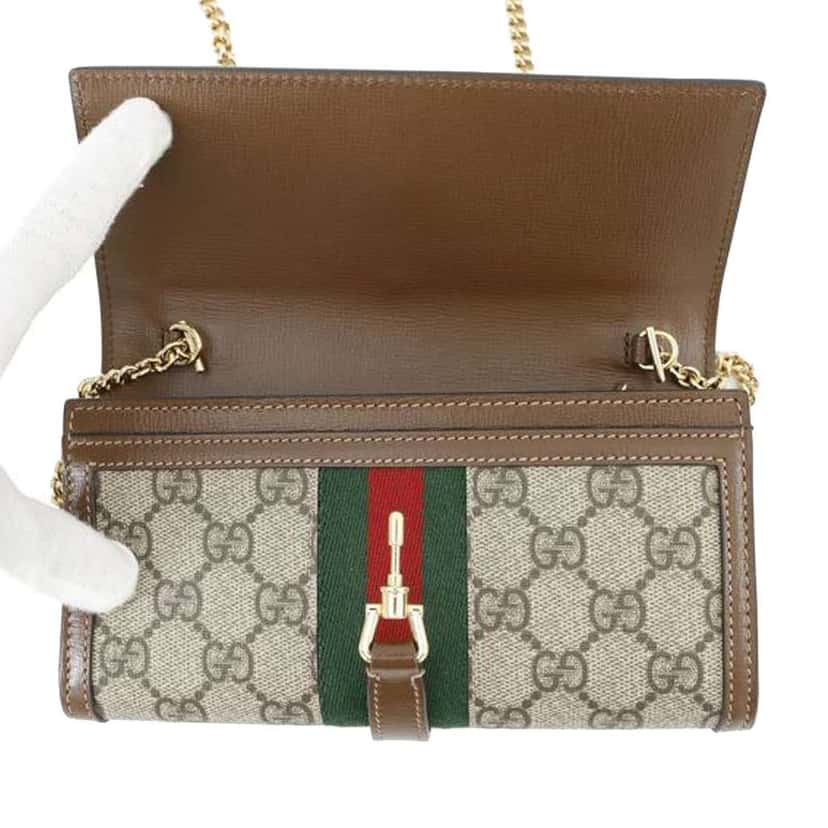 Gucci GG Supreme Jackie 1961 Wallet On Chain Brown Canvas Good condition - Box View