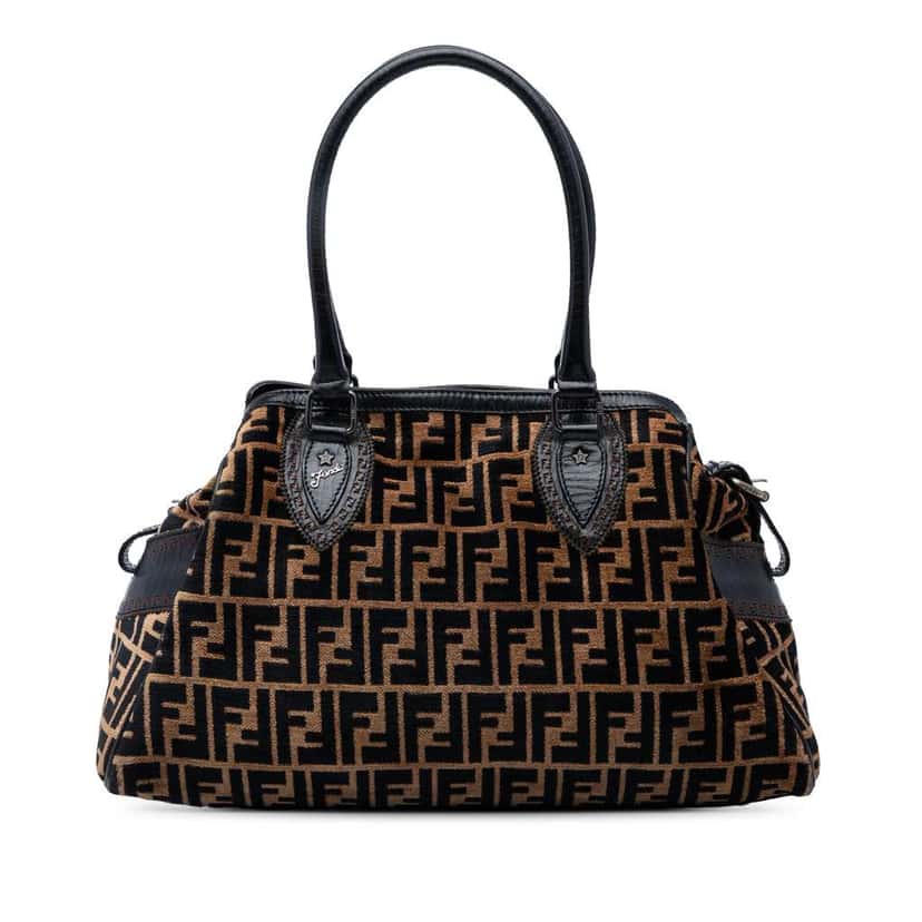 Fendi Zucca Velvet Etniko Du Jour Handbag Brown Velvet Good condition - Front View