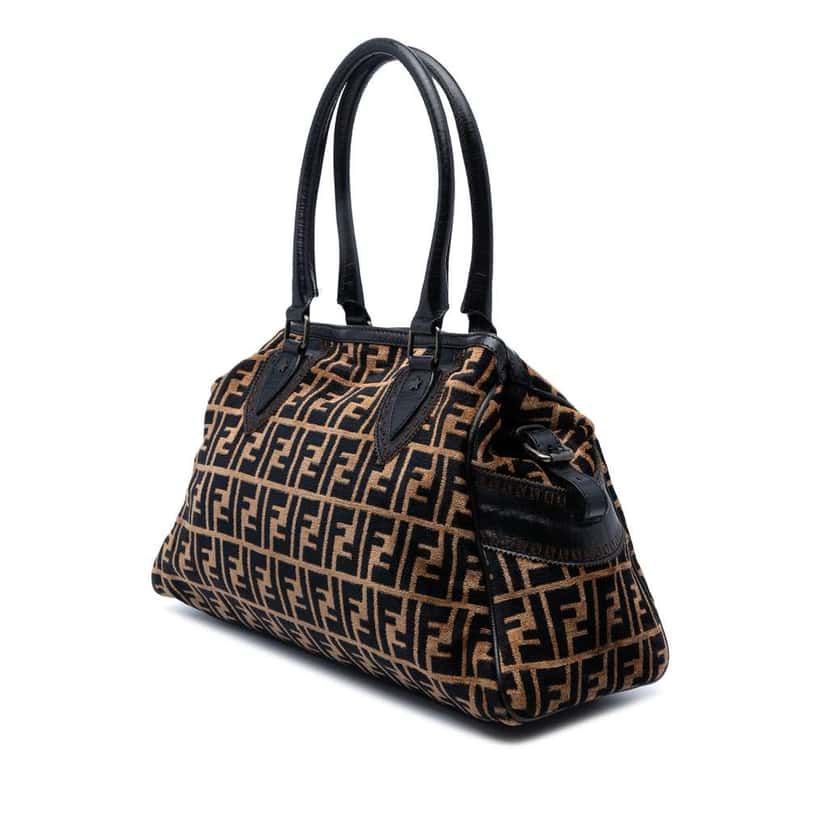 Fendi Zucca Velvet Etniko Du Jour Handbag Brown Velvet Good condition - Back View