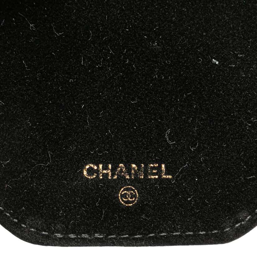 Chanel Caviar Round Travel Jewelry Case Black Leather Good condition - Box View