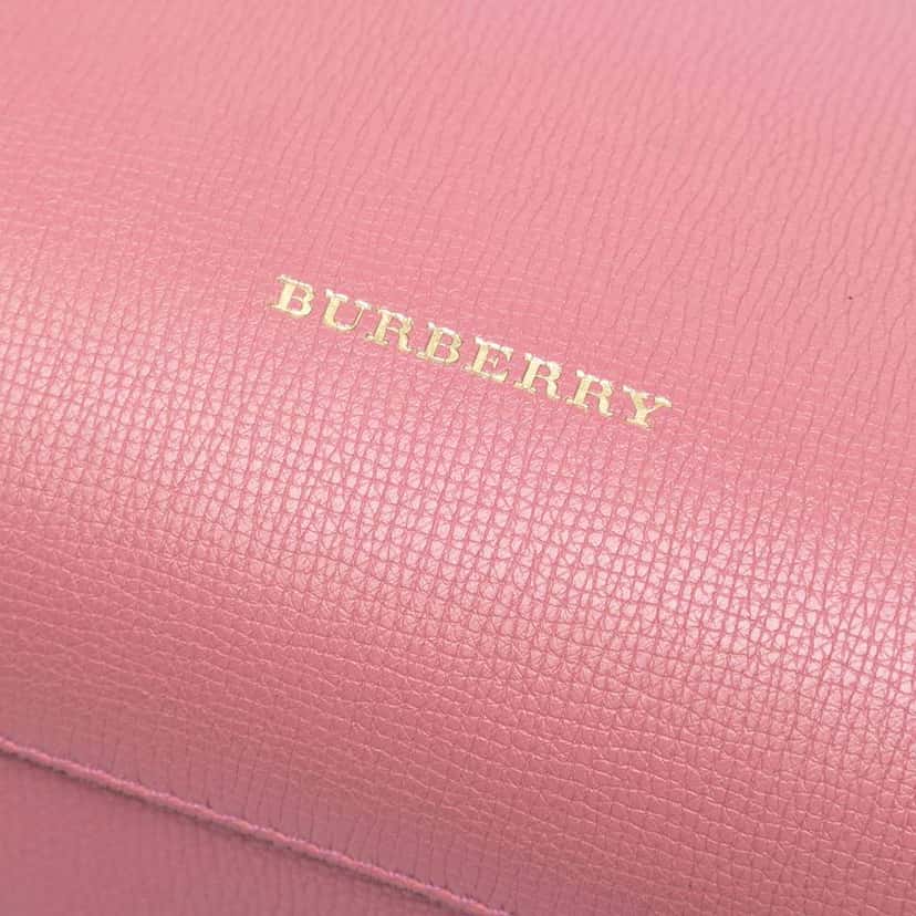 Burberry Medium Leather and House Check Banner Satchel Pink Leather Good condition - Box View