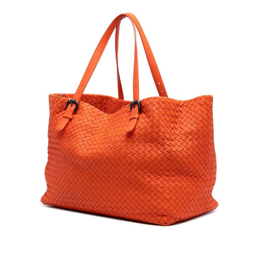 Bottega Veneta Large Nappa Intrecciato Cesta Tote Orange Leather Good condition - Back View