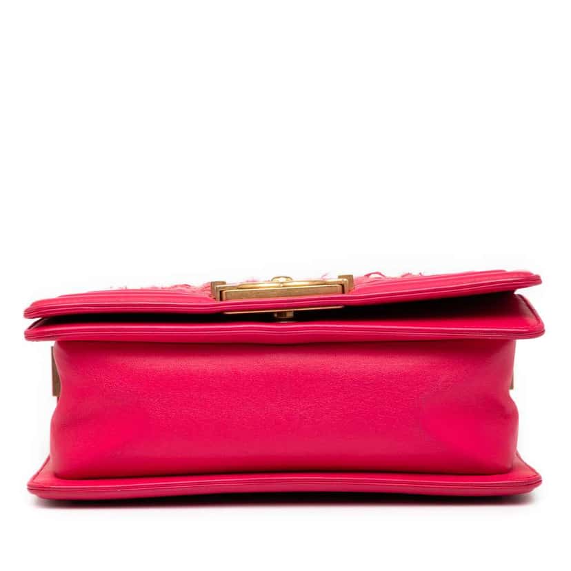 Chanel Mini Tweed and Lambskin Boy Flap Pink Tweed Good condition - Inside View