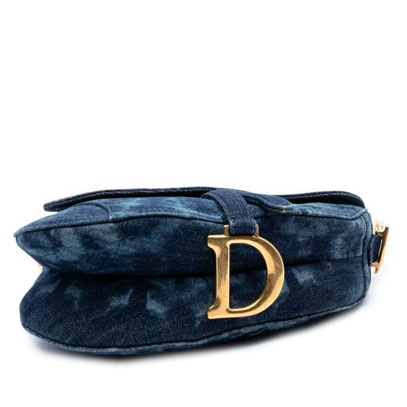 Dior Denim Tie Dye Saddle Bag Blue Denim Good condition - Inside View