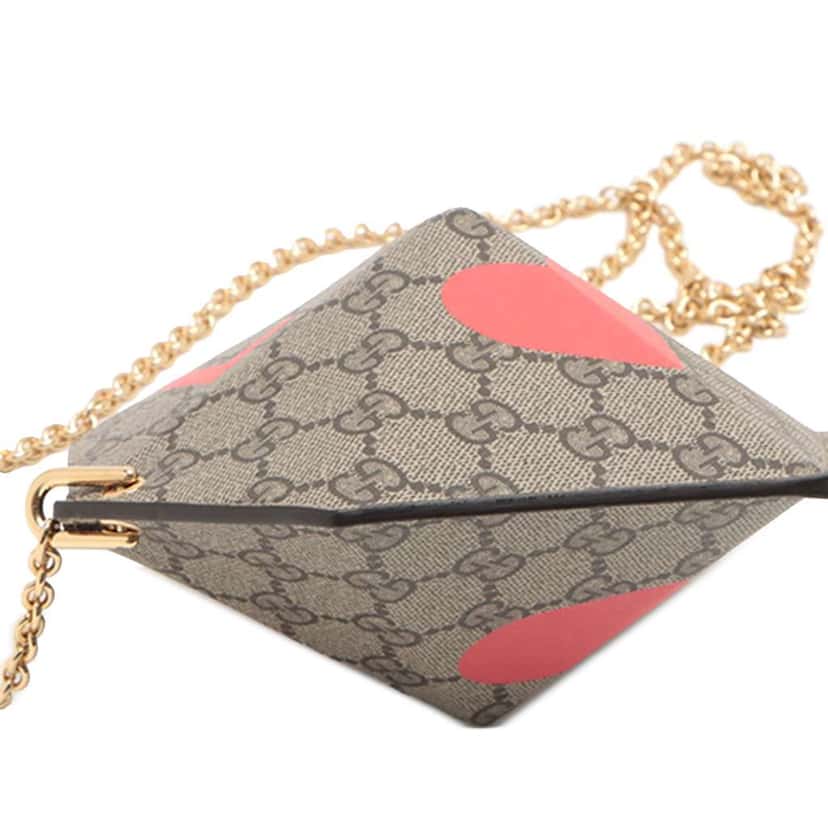 Gucci GG Supreme Heart Love on Chain Brown Canvas Good condition - Back View