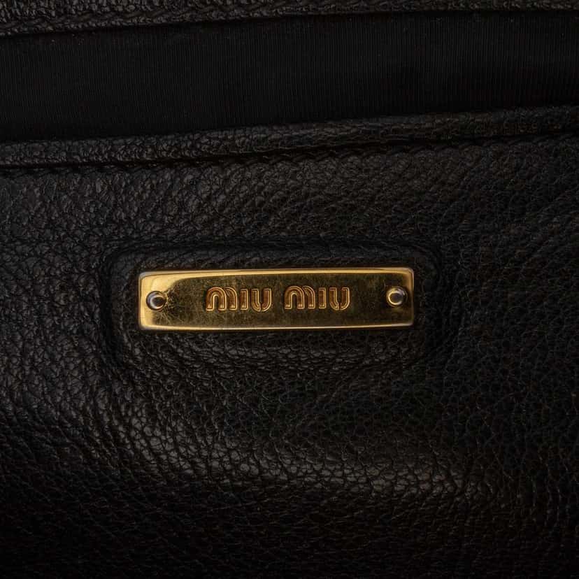 Miu Miu Goatskin Madras Zip Satchel Black Leather Good condition - Box View