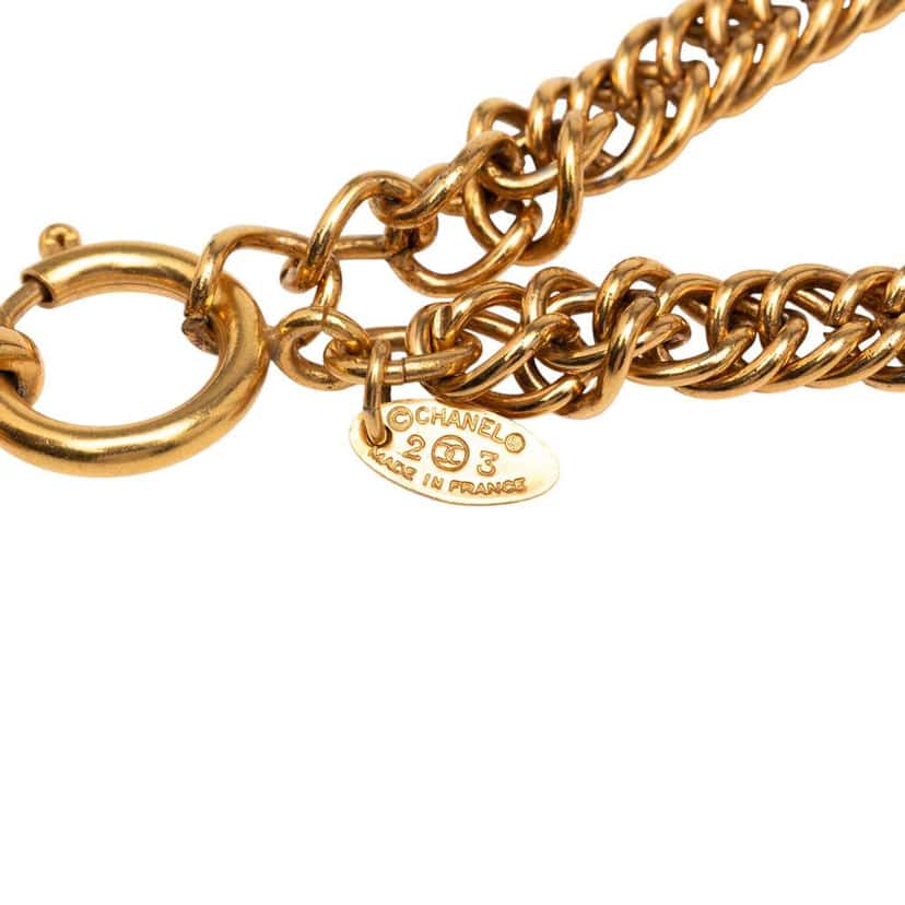 Chanel Gold Plated CC Diamond Shape Pendant Necklace Gold Metal Good condition - Box View