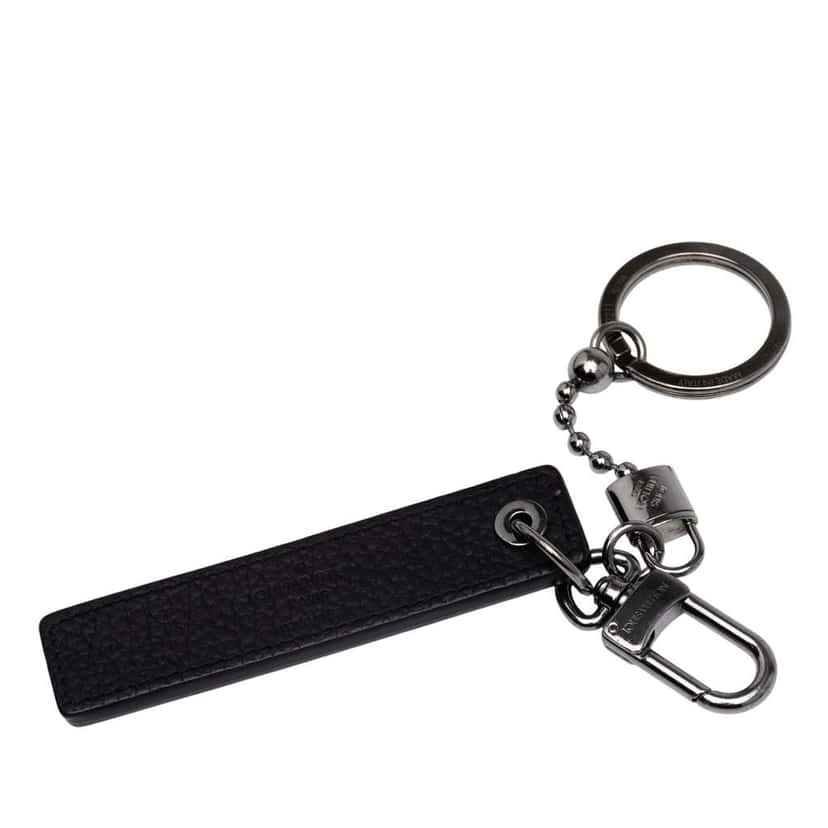 Louis Vuitton Taurillon Porte Cles Tab Key Holder Bag Charm Black Leather Good condition - Back View