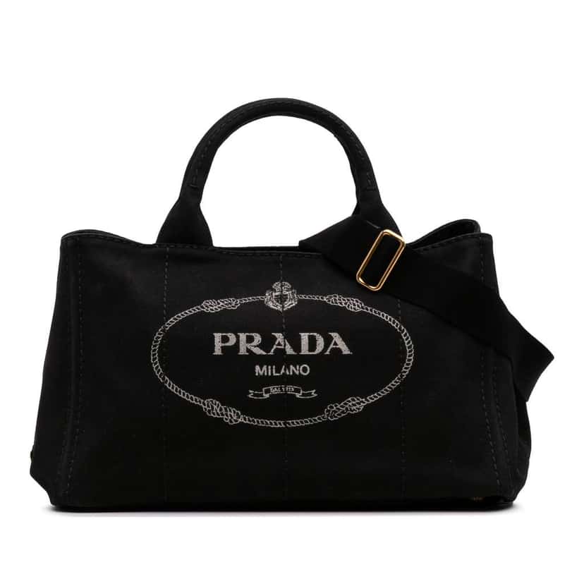 Prada Canvas Canapa Logo Satchel Black Canvas Good condition - Front View