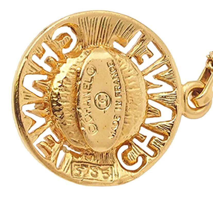 Chanel Gold Plated Faux Pearl Pendant Necklace Gold Metal Good condition - Inside View