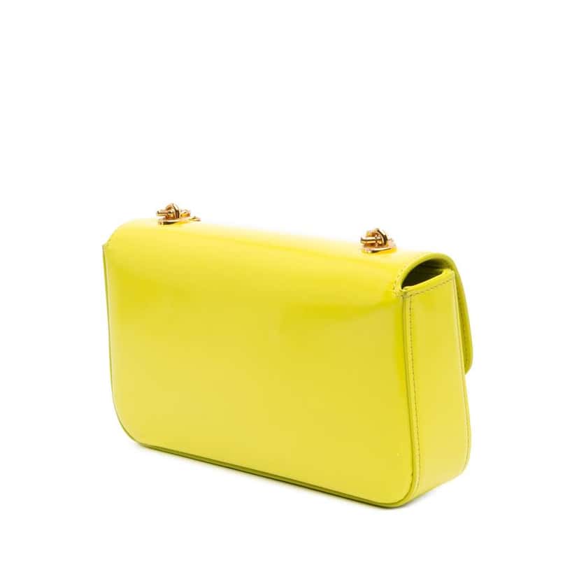 Celine Calfskin Cuir Triomphe Chain Shoulder Bag Yellow Leather Good condition - Back View