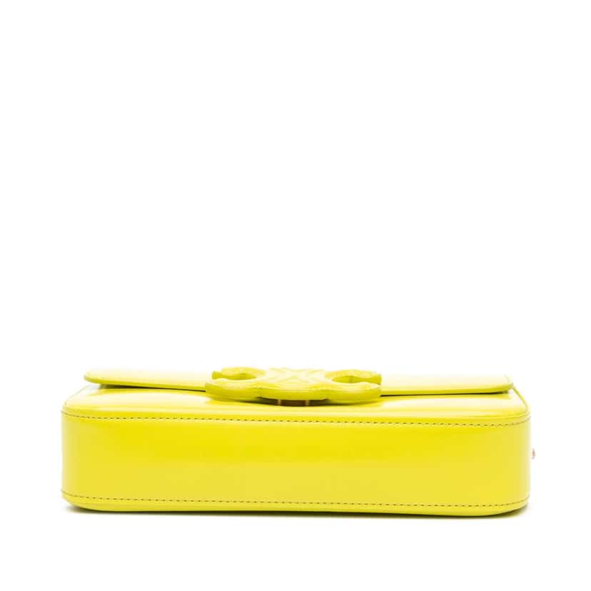 Celine Calfskin Cuir Triomphe Chain Shoulder Bag Yellow Leather Good condition - Inside View