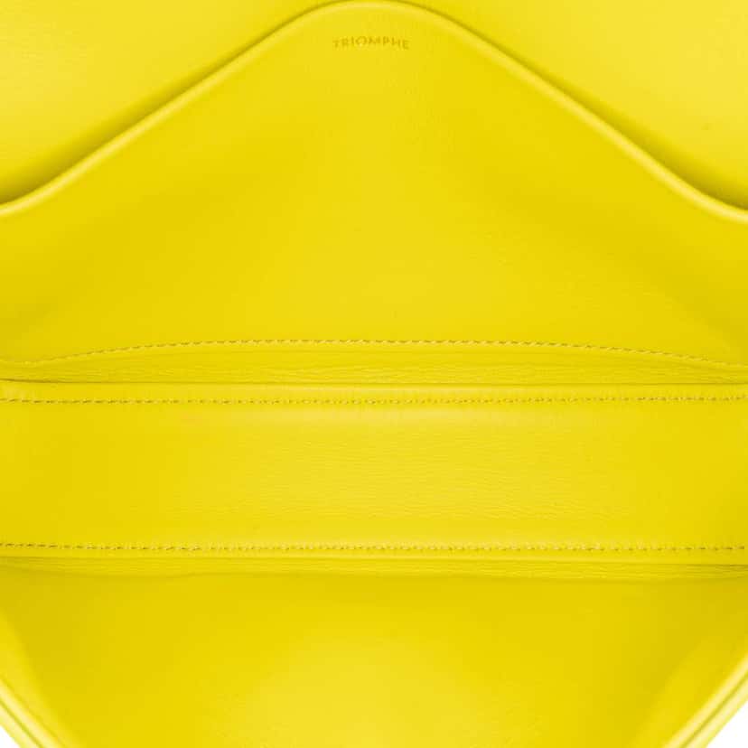 Celine Calfskin Cuir Triomphe Chain Shoulder Bag Yellow Leather Good condition - Model View