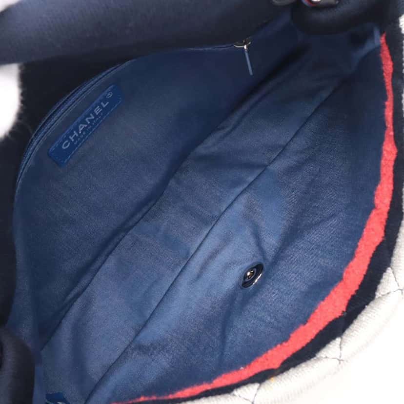 Chanel Jumbo Stripe Jersey Felt and Rope Flap Blue Cotton Good condition - Inside View