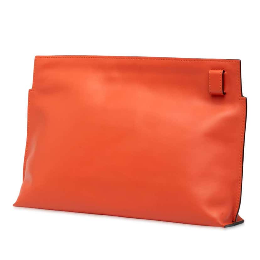 Loewe Mini Leather T Pouch Orange Leather Very good condition - Back View