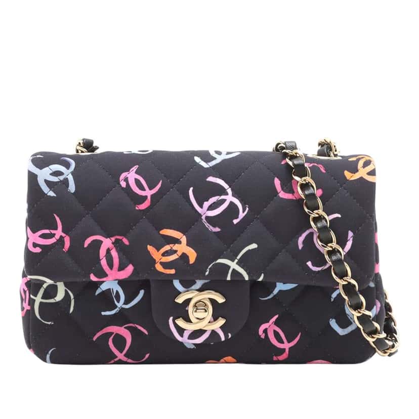 Chanel Mini Rectangular Quilted Jersey Flap Blue Cotton Good condition - Front View