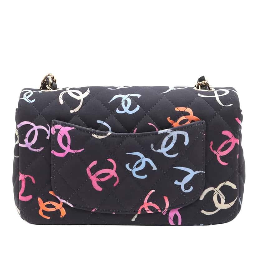 Chanel Mini Rectangular Quilted Jersey Flap Blue Cotton Good condition - Back View