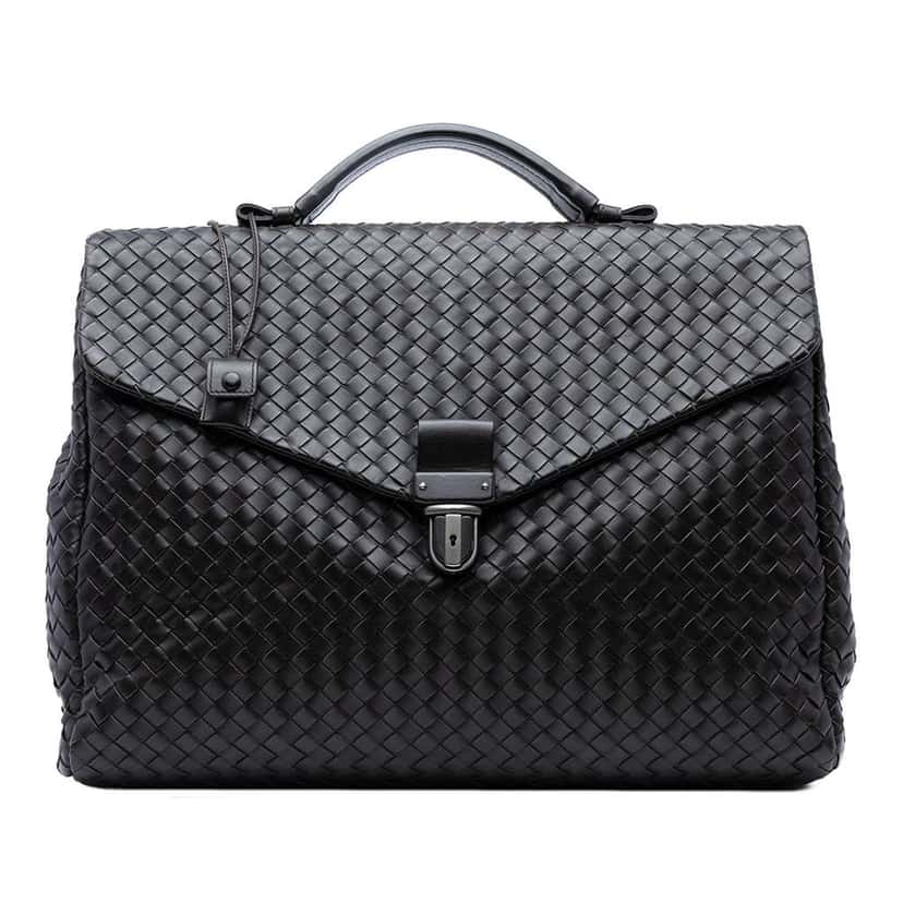 Bottega Veneta Nappa Intrecciato Briefcase Brown Leather Good condition - Front View