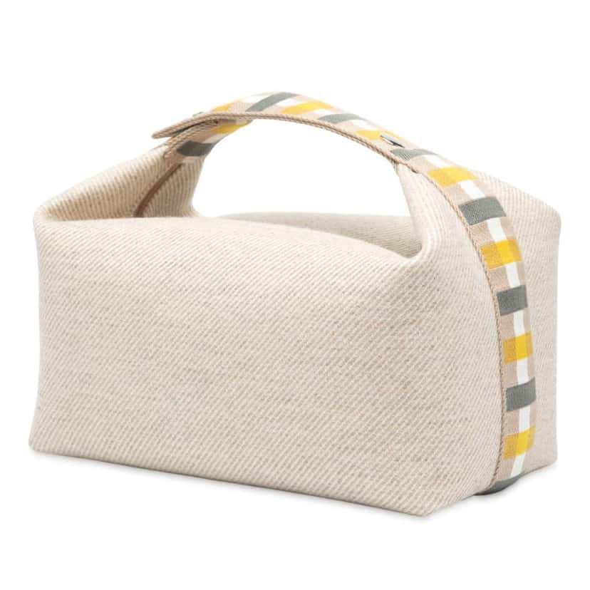 Hermès Large Wool Au Carre Bride A Brac Case Brown Wool Good condition - Back View