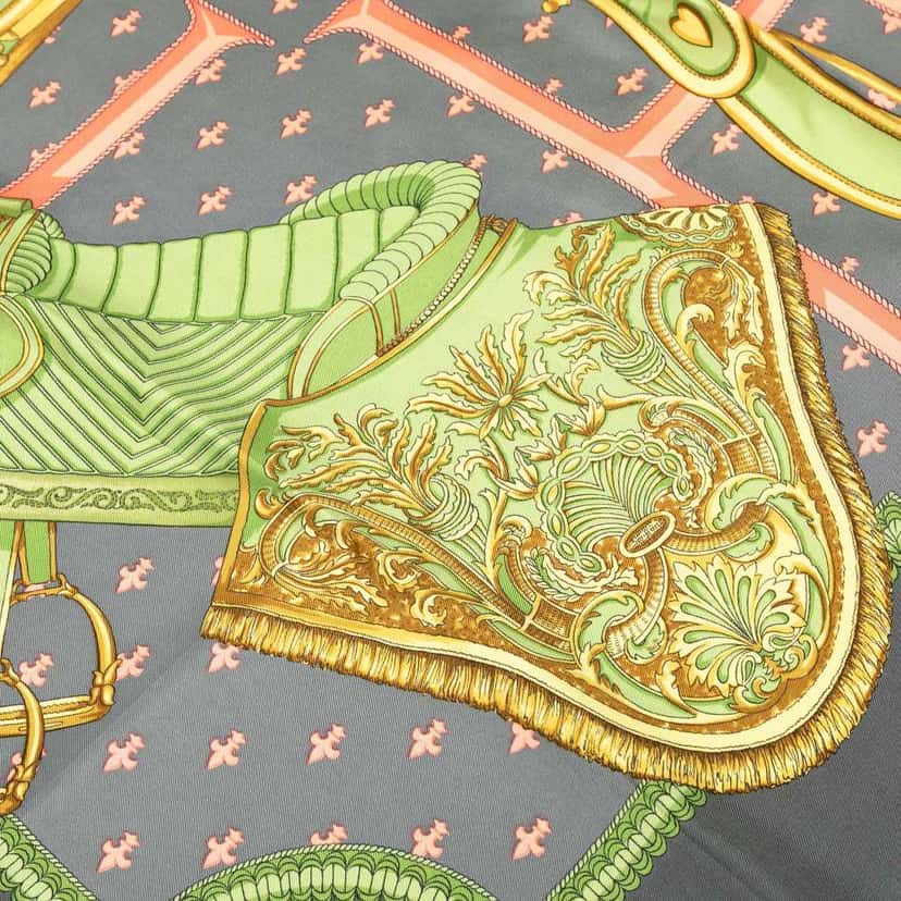 Hermès Selles A Housse Silk Scarf 90 Black Silk Good condition - Inside View