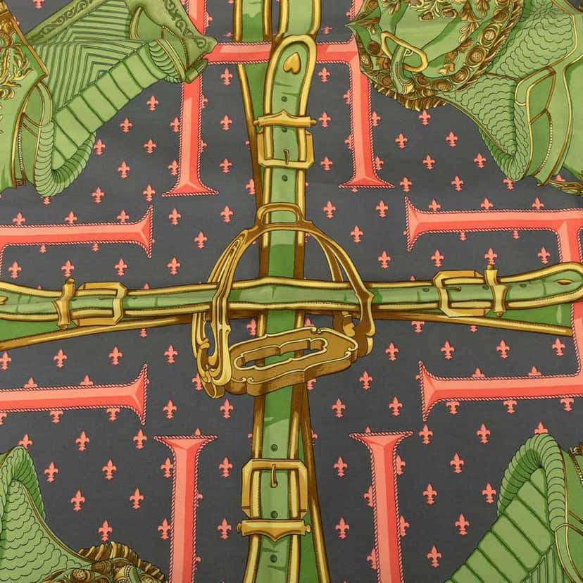 Hermès Selles A Housse Silk Scarf 90 Black Silk Good condition - Model View