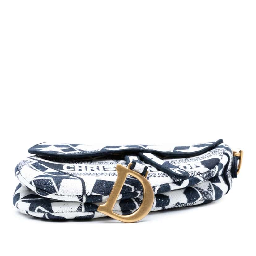 Dior Embroidered Canvas Stars Saddle Bag White Canvas Very good condition - Inside View