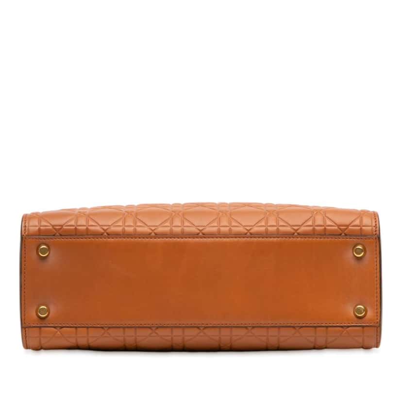 Dior Large Ultra Matte Calfskin Cannage Embossed Lady Dior Brown Leather Good condition - Inside View